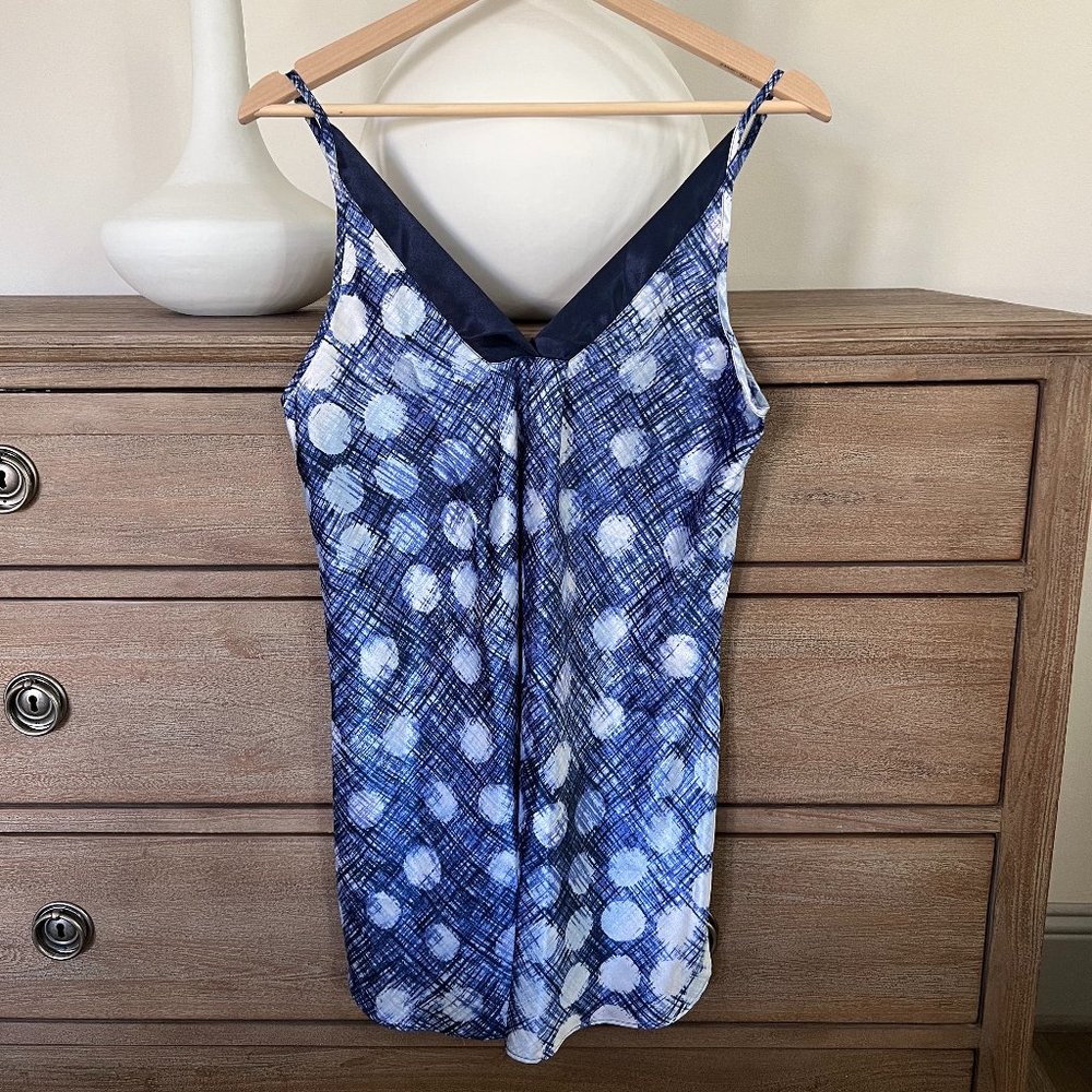 Oscar de la Renta Pink Label Chemise — Blue Dot Print Camisole Slip, S NWOT